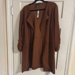 Brown Open Front Jacket